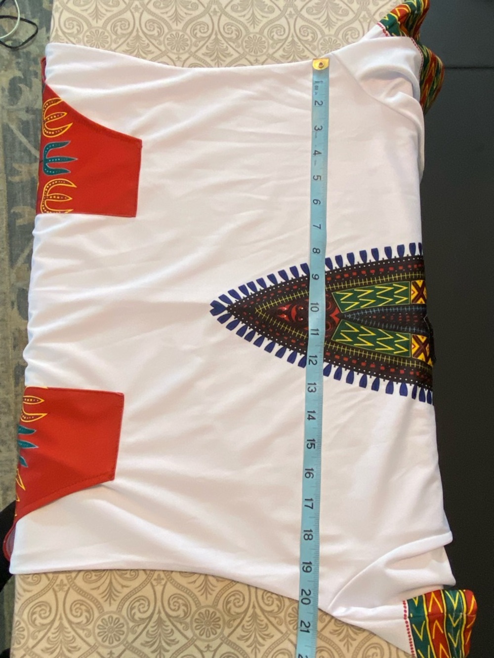 3/$12 Dashiki Midi Shift Dress Caftan African-Style L/XL Polyester Pockets Triba - Picture 3 of 9